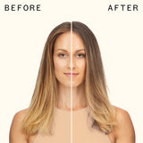 before and after using bust your brass | cool blonde intense repair hair mask