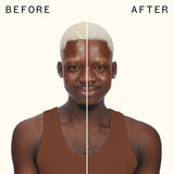 before and after using amika bust your brass | cool blonde repair conditioner