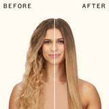 before and after using iRed polished perfection straightening brush 2.0 | amika