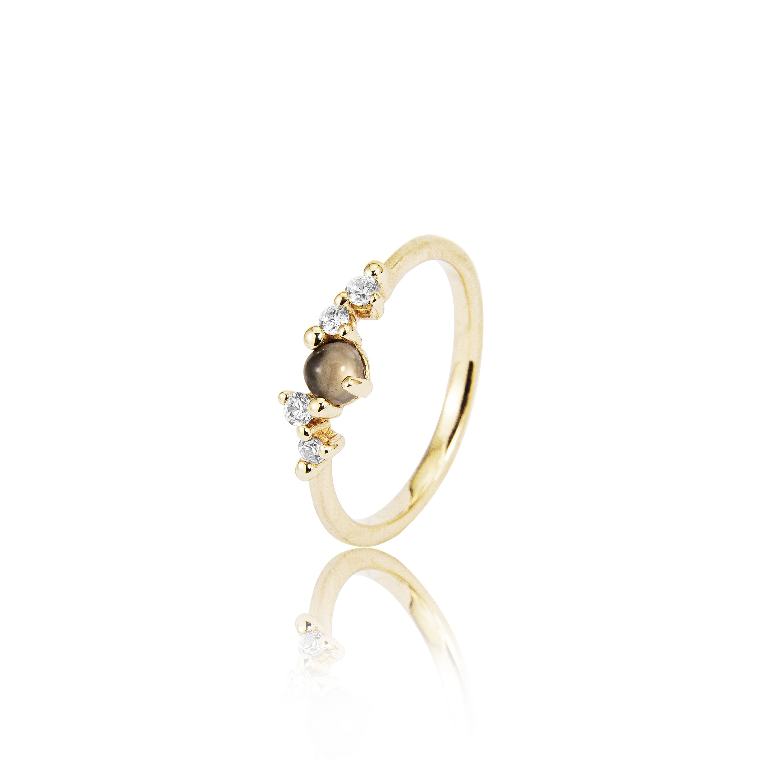 Stellini Ring "smal" in 585/- Gold mit Rauchquarz