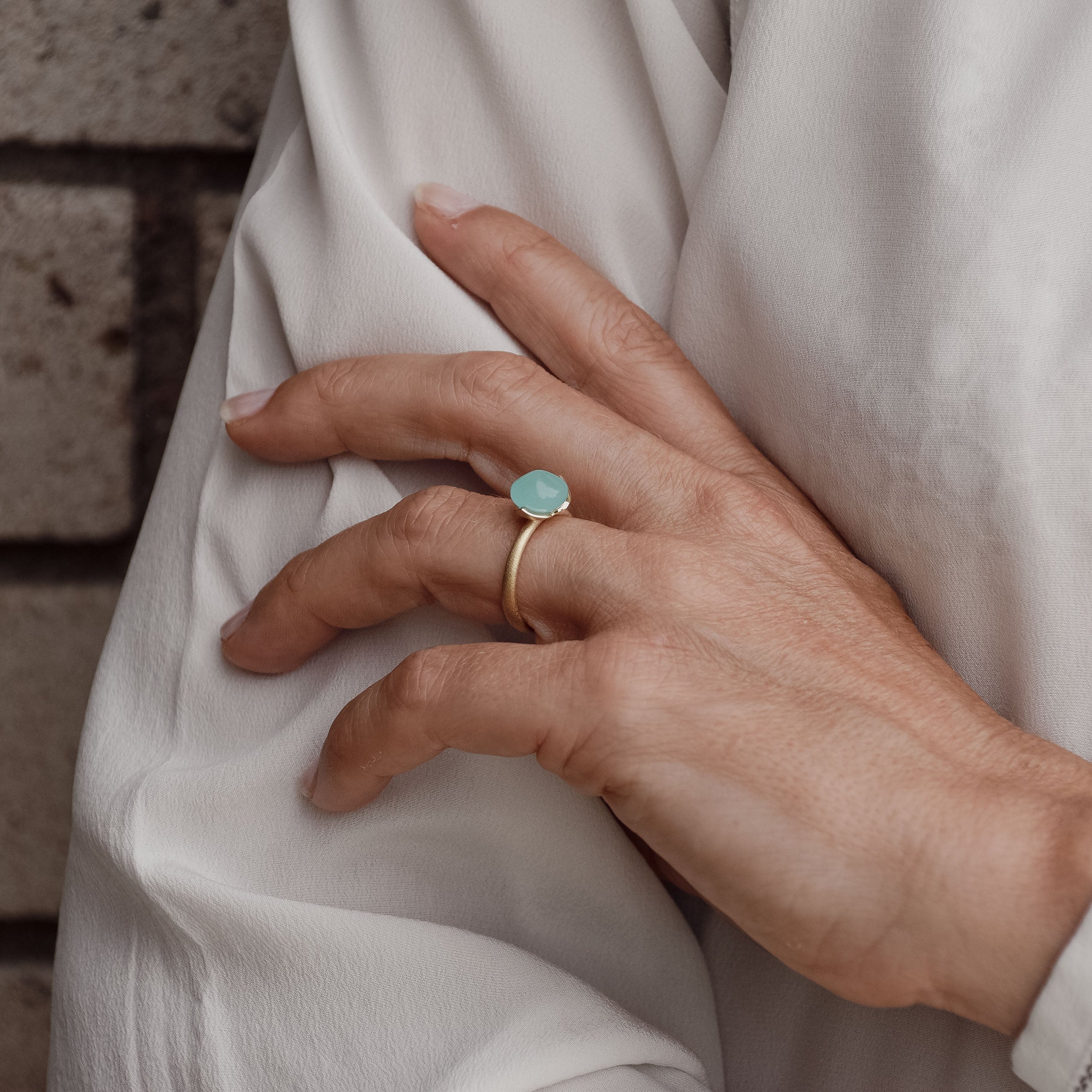 Dolce Ring "smal" mit Chalcedon rec. 925/-